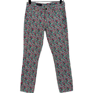 J.Crew Womens Toothpick Ankle Jeans Green Red Floral Pockets Denim 28 New
